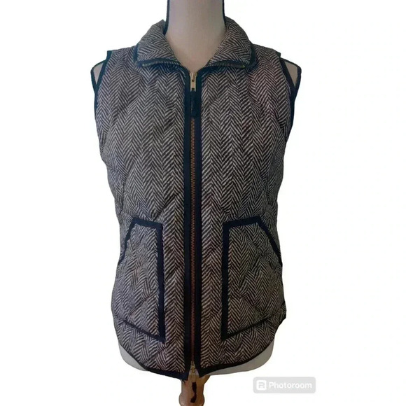 J. Crew Jackets & Blazers - J. Crew Quilted Puffer Herringbone Vest Down & Feather Filled Zip Up Women's XS